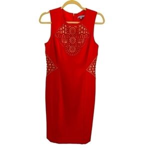 Antonio Melani size 4 knee length sleeveless dress. #antoniomelani #reddress